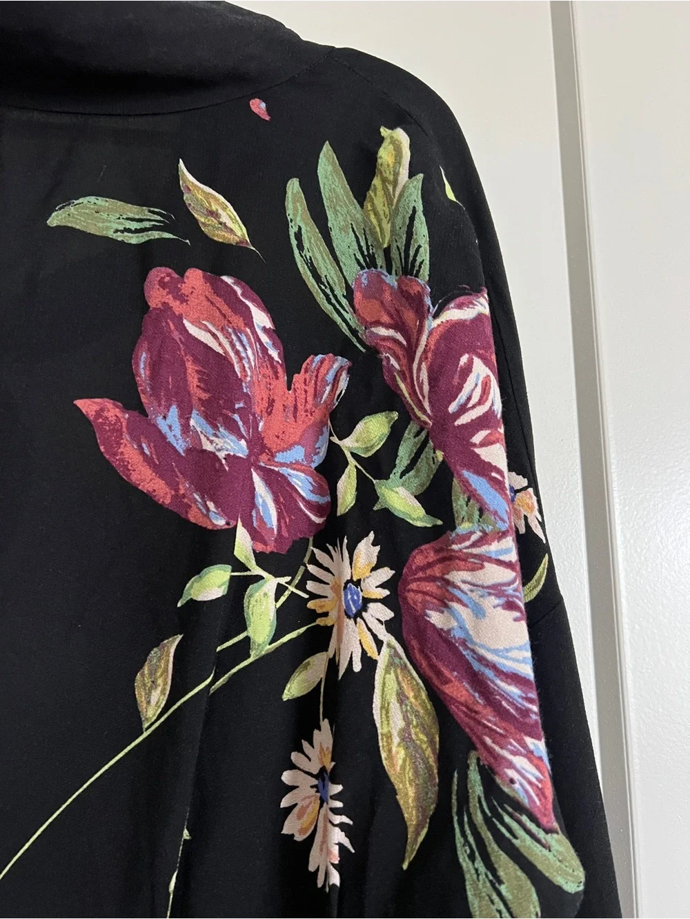 Free People Gemma Tunic Dress Small Black Floral Open Back Mini